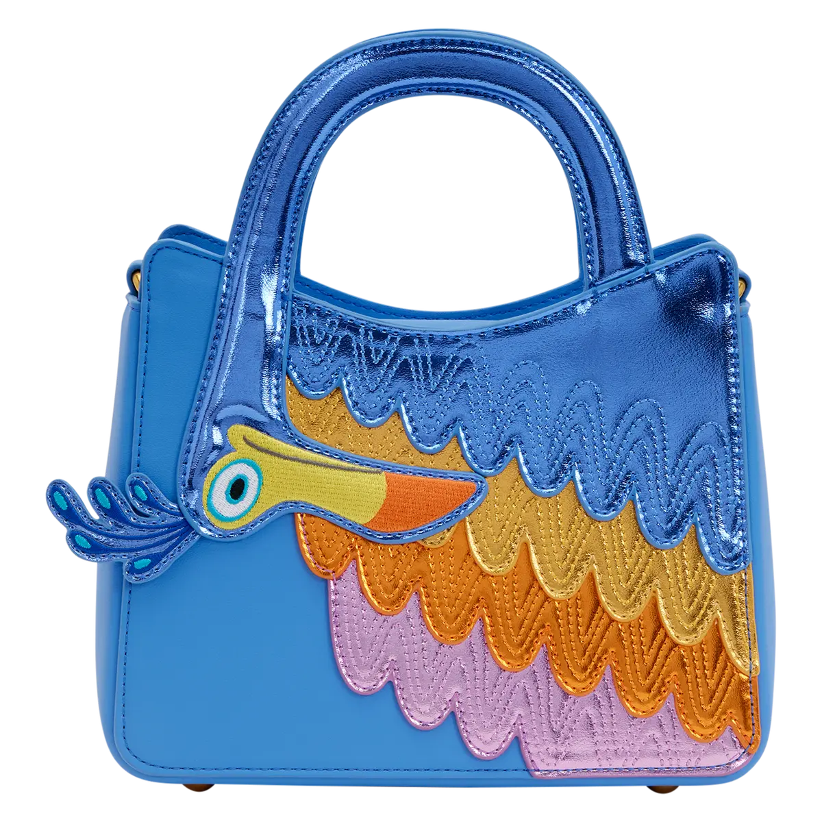 Loungefly Disney Pixar Up Kevin Metallic Crossbody Bag, Cute Collectible Novelty Purse with Appliqué Details and Adjustable Strap