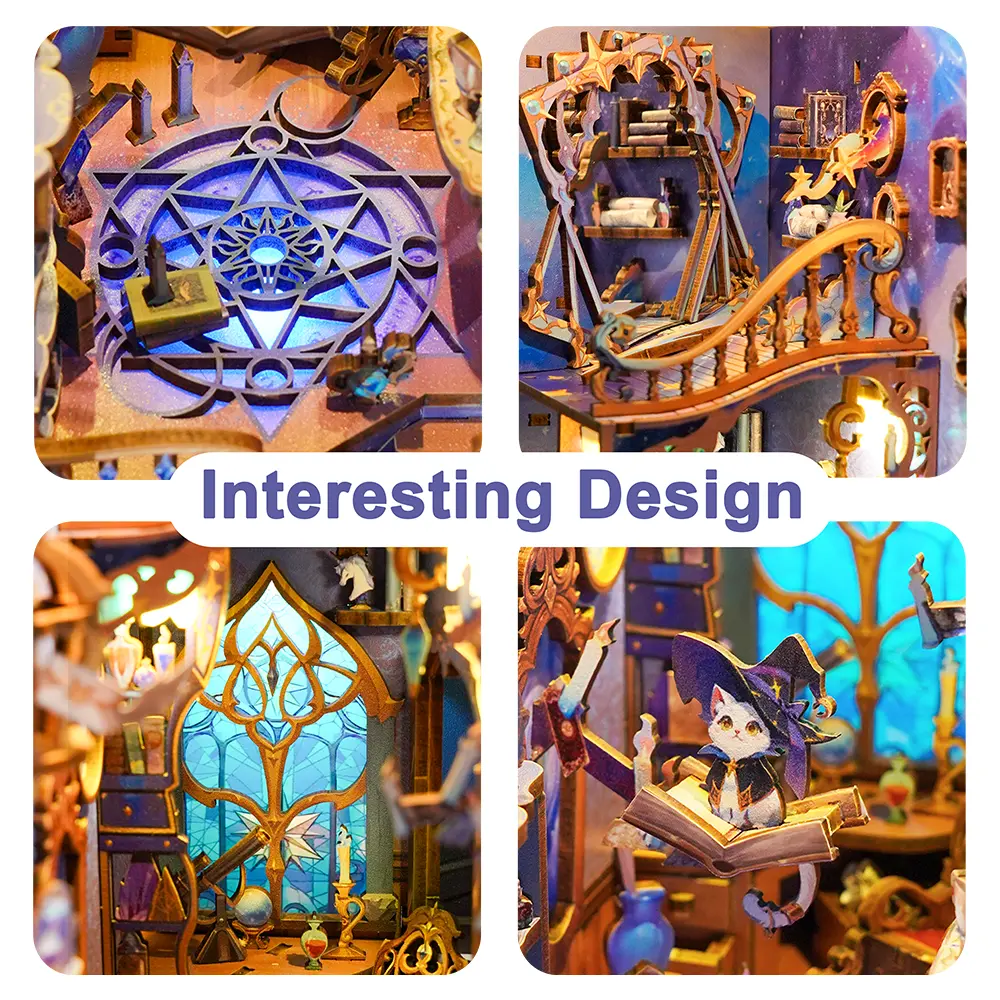 Tonecheer 3D Wooden Puzzle DIY Book Nook Kit - Magic Stars Room
