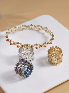 Fashion Stretchable Twisted Foldable Two-In-One Bracelet, Creative Adjustable Ring Bangle Jewelry, Stylish Accessory for All Occasions