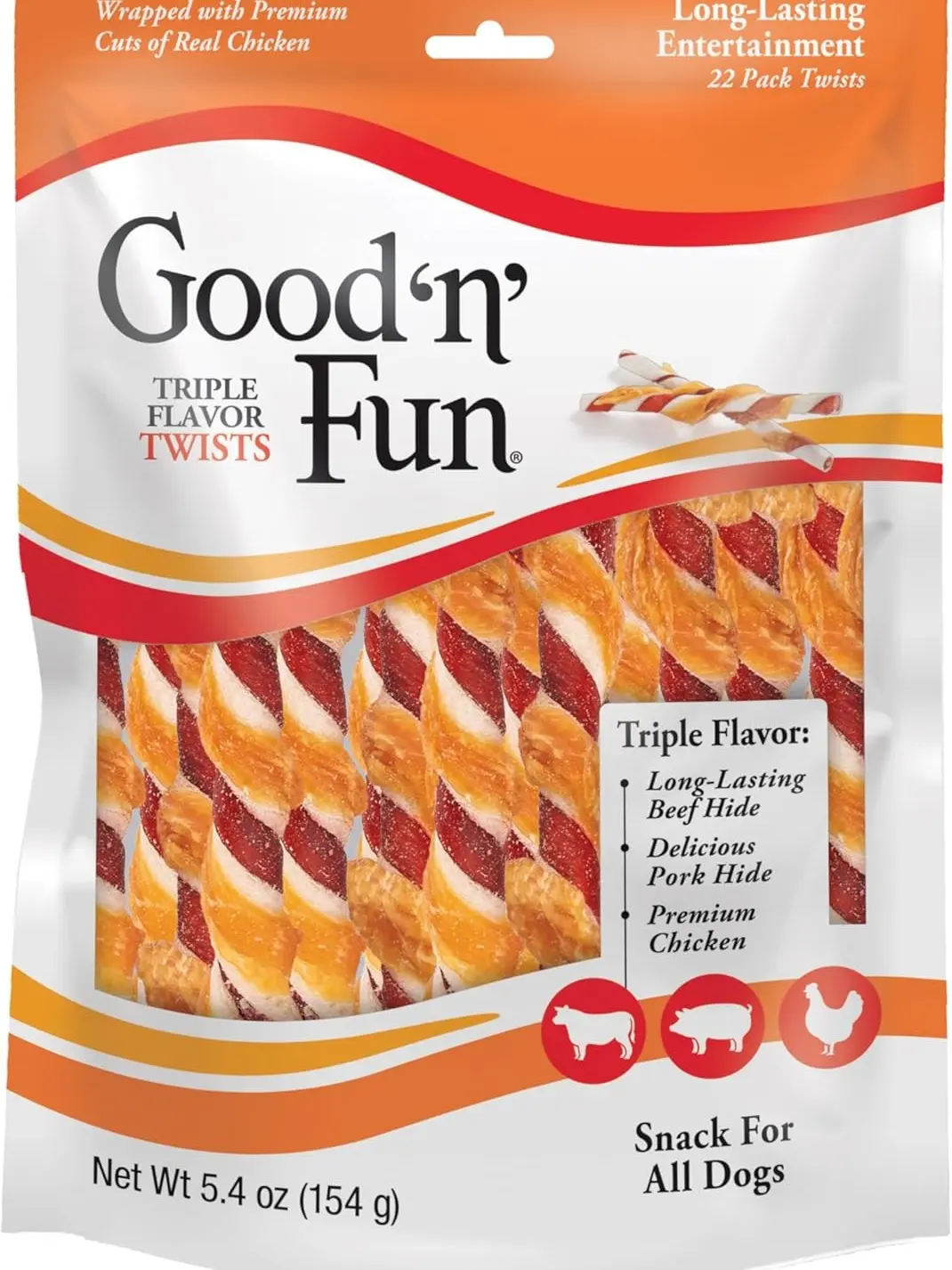 Triple Flavor Twist Chews For Dogs, 22-Count