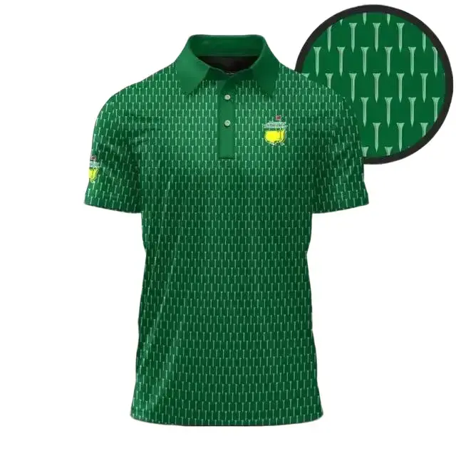 Green White Golf Polo Shirt Mens Classic Golf Course Outfit