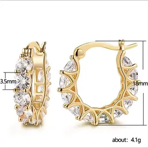 DB- Exquisite Zirconia Hoop Earrings Elegant Women Inlaid zirconia Earrings For Women Proposal Engagement Party Jewelry Gift Hollow Golden Hoop Earrings-DB