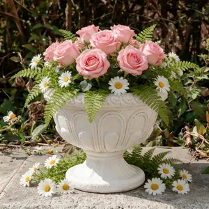 Vintage Roman - Resin Planter Pot with Scrollwork Design - Versatile Indoor/Outdoor Garden Decor for Porch, Terrace, Or Entrance, Lightweight & Durable Porch Decoration - Versatile Indoor/Outdoor Use, Festival Gift, Wedding Decor