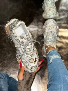 High-End Light Luxury Rhinestone Dad Shoes for Women, Trendy Spring 2026 Korean Style Breathable Casual Sports Shoes, Sneaker