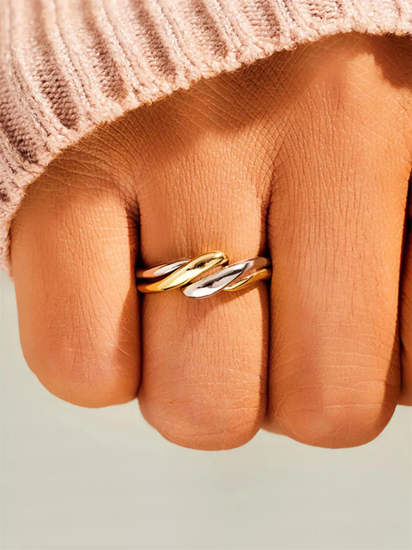 Fashionable Braided Design Ring, Stylish Casual Ring Linked for Women, Trendy All-match & Exquisite Jewelry for Birthday Gift, Stacking Rings, Dainty Stacking Rings, Stackable Rings, Stackable Finger Rings