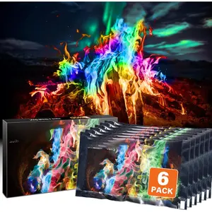 (6 Pack) Magic Campfire Fire Color Changing Packets for Fire Pit, Indoor/Outdoor Fireplace, Bonfire - Rainbow Magical Flame, Camping Accessory, Compatible with