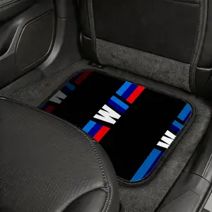 4-Piece Sporty Tri-Color Striped Car Floor Mats, Racing Inspired Geometric Print Floor Liners, All-Weather Non-Slip Universal Fit for Most Cars,  SUVs & Vans,  Automotive Interior Accessories, Durable, Stain-Resistant backing design front vehicle
