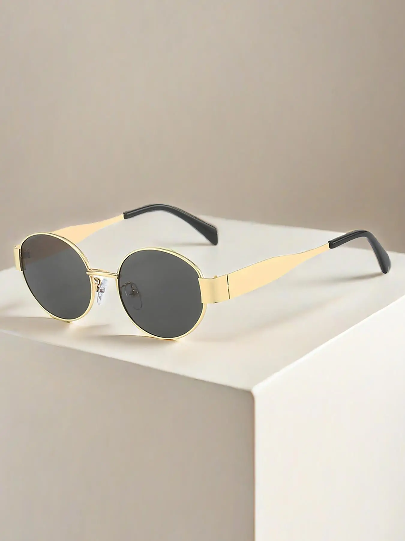 Vintage Oval Frame Tinted Lens Sunglasses, Trendy Sunglasses for Everyday Use, Fashion Accessories for Outdoor Activities