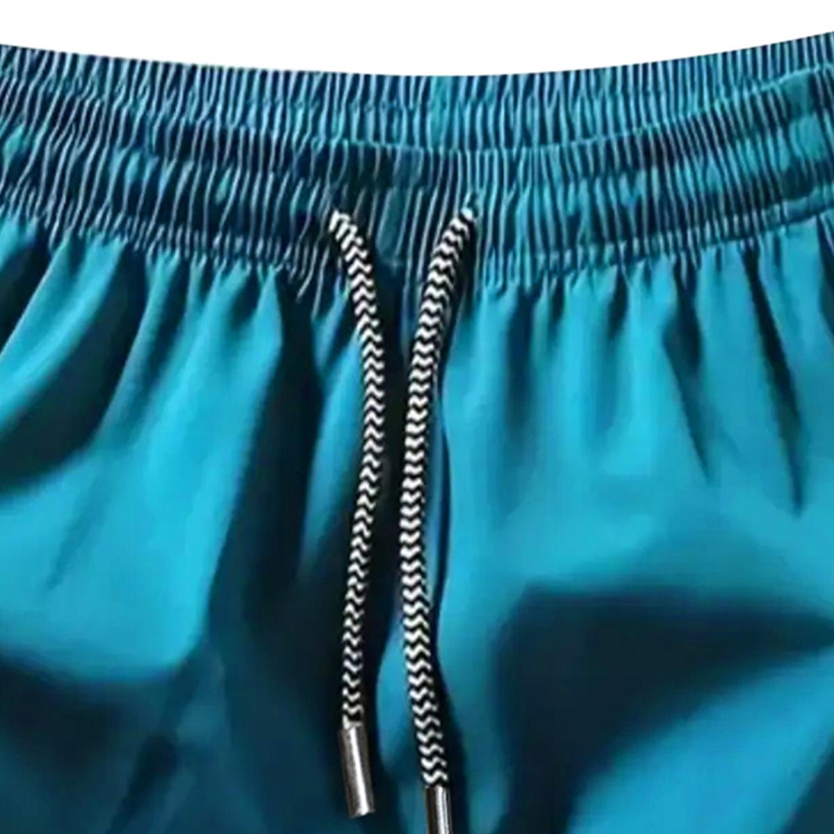 Men's Solid Color Casual Shorts Five-Piece Set, With Zipper Pockets, Summer Fashion Drawstring Sports Shorts, Suitable For Gym And Outdoor Wear