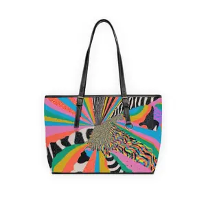 Double Sided Zebra Tote Bag with Vibrant Rainbow Design and Durable Handles for Everyday Use