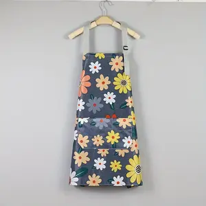 Waterproof Oil-Proof Easy Cleaning Apron with Pockets, Patterned Kitchen & Gardening Apron, Hygienic Protective Gear, Small Kitchen Tool
