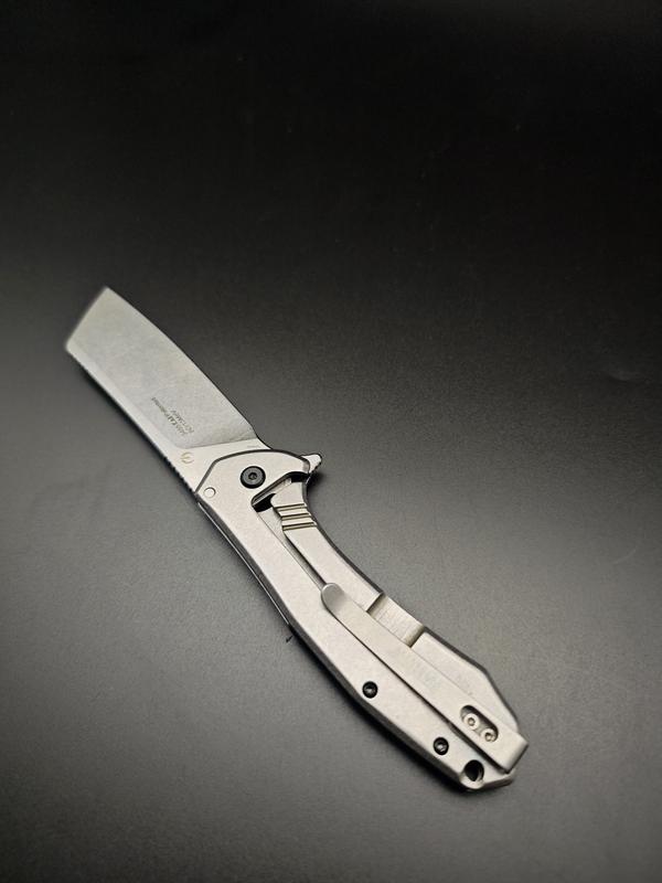 KS 3455 Outdoor Folding Knife, 3.4" Stone Wash Blade, Black G10 Handle, Stainless Steel Frame Lock, Survival Tool for Camping Hiking EDC