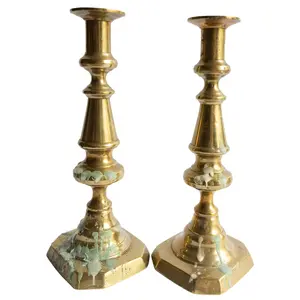 Pair of Antique Brass Candle Holders