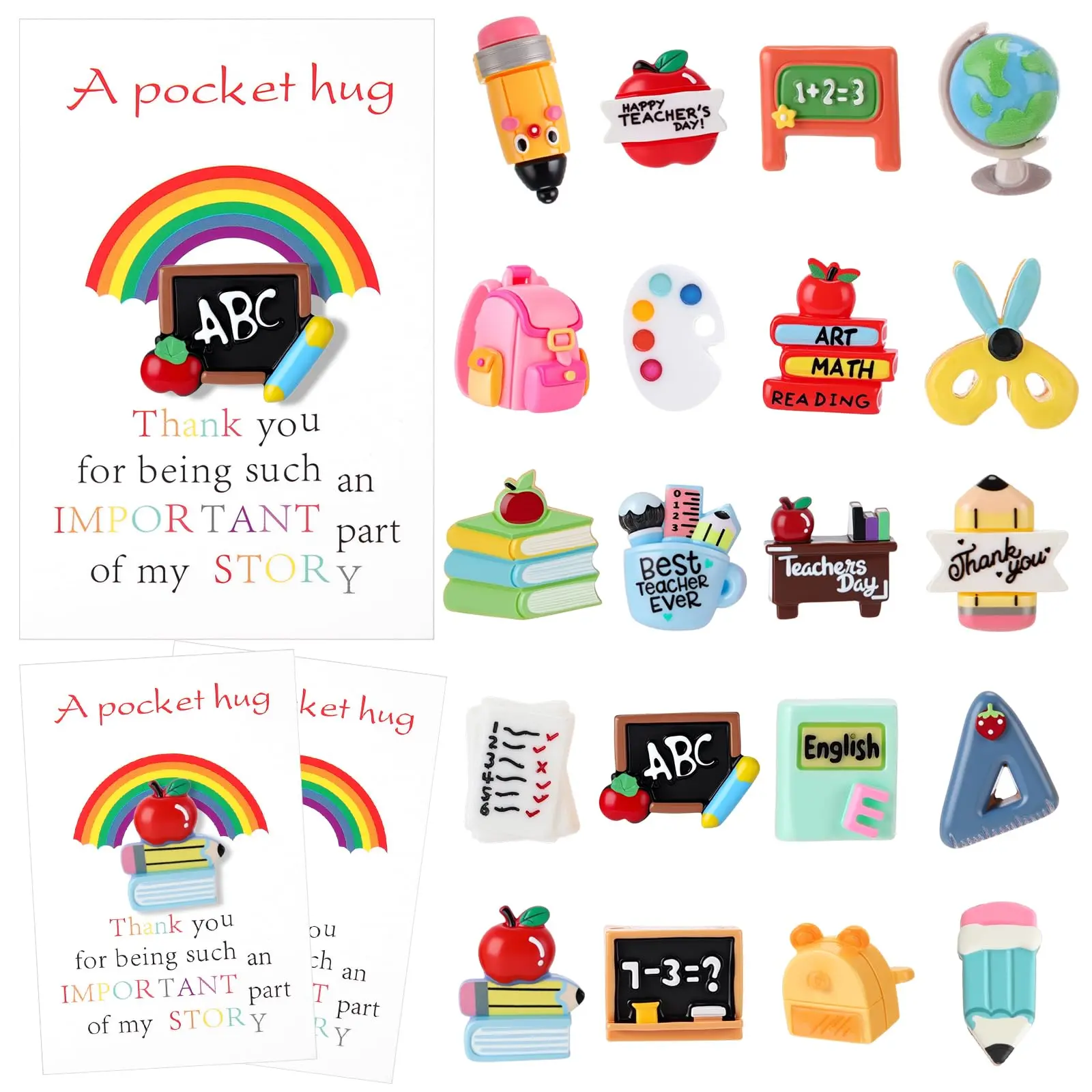 Appreciation Gift Idea 20 Sets Positive Pocket Hug with NoteCards Employee Appreciation Gifts Bulk for Staff Coworker Back to School Gifts for Teacher Student Mini Resin Keepsake Positive Energy Gifts Party Favor