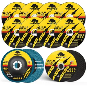 4-1/2" Angle Grinder Wheel Set – 8 PCS Cut Off Wheels, Grinding Wheels & 4.5" Flap Discs for Cutting, Grinding & Sanding, 8+1+1 PC