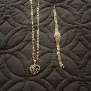 MOTHER'S DAY beautiful set #1 MOM heart chain with virgin Mary bracelet three clrs Gold-plated