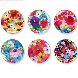 Assorted Plates-6 Piece Set -Melamine Dinnerware-Platter, Serving, Party, Platter, Dish (6" Appetizer Plate, Garden Floral) plates only