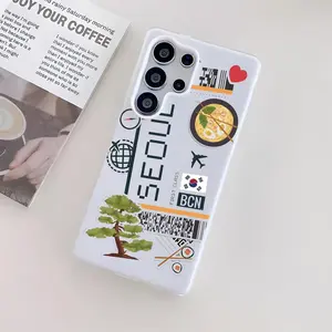 PIKPAKA plane travel ticket korea Phone Case For Samsung Galaxy S25 S24 S23 Ultra, Jelly Clear Case Soft TPU Bumper, Shockproof Scratch-Resistant Durable, Ultra-Thin Precise Fit, Anti-Yellowing Crystal Back, Gift Men Women