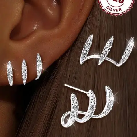 925 Sterling Silver Fashionable High Quality Earrings, Shining Sparkling Ear Jewelry with Zirconia, Suitable for Daily Music Festivals and Multiple Occasions, Good Earrings, Artificial Zirconia Earrings