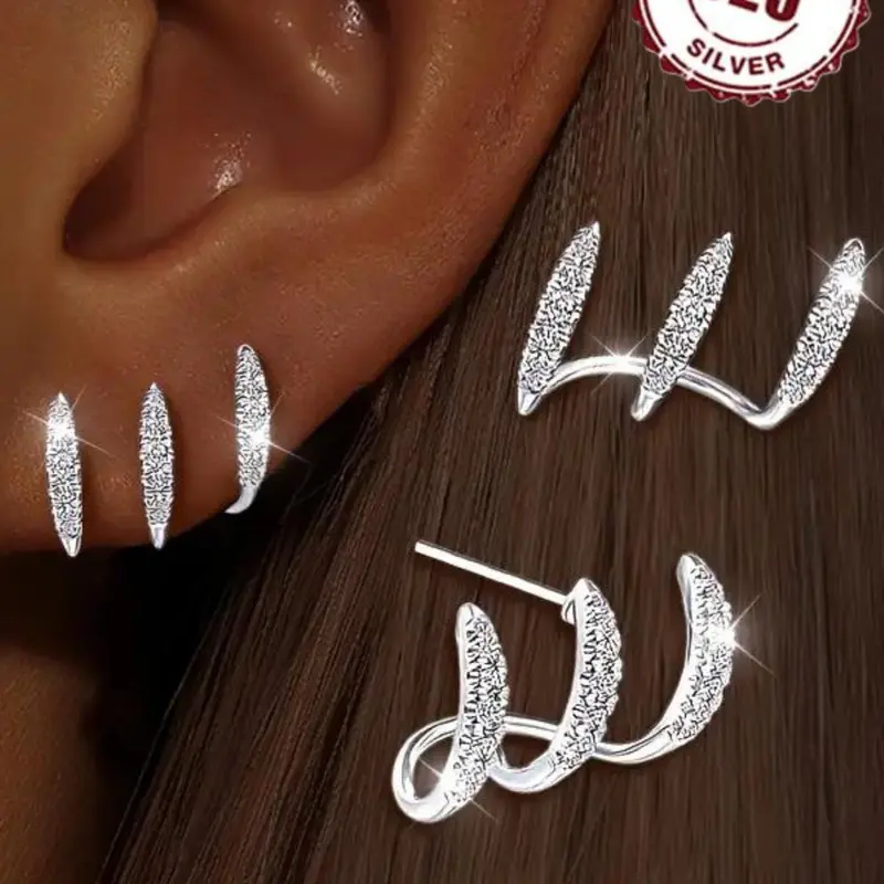 925 Sterling Silver Fashionable High Quality Earrings, Shining Sparkling Ear Jewelry with Zirconia, Suitable for Daily Music Festivals and Multiple Occasions, Good Earrings, Artificial Zirconia Earrings