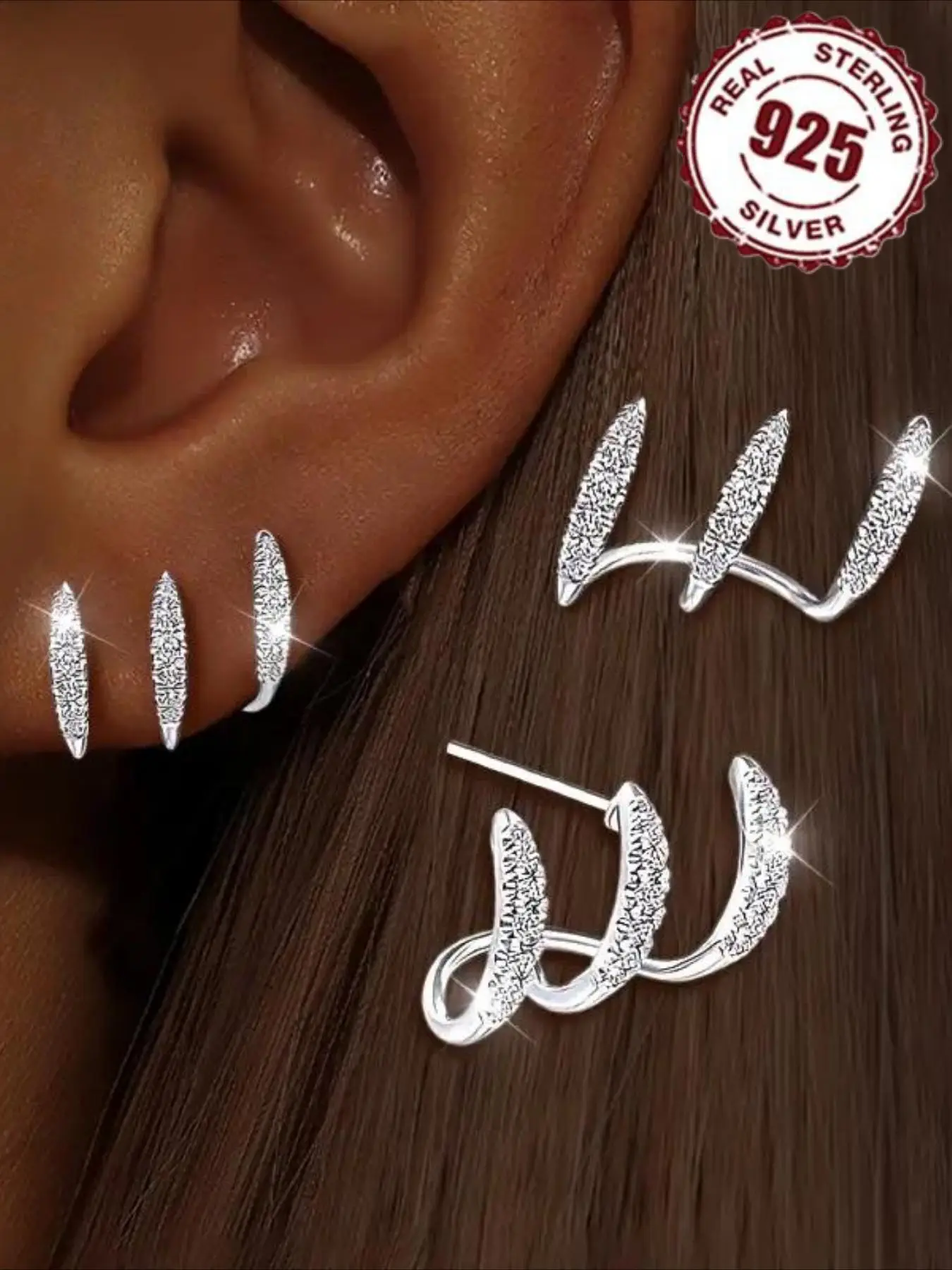 925 Sterling Silver Fashionable Earrings, Shining Earrings with Zirconia, Suitable for Daily Music Festivals and Multiple Occasions