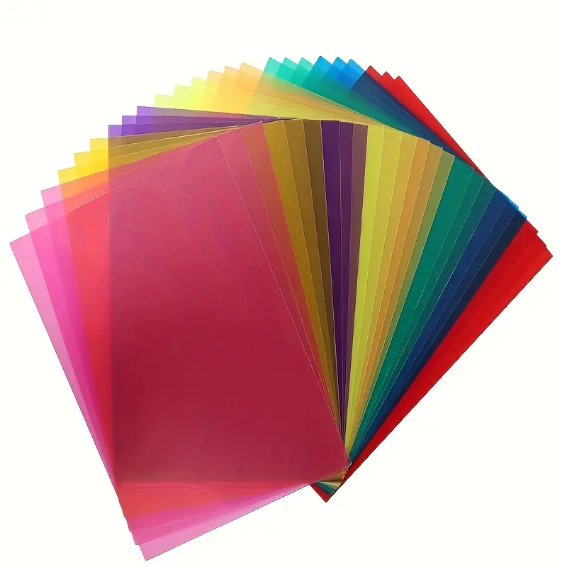 32pcs Transparent Color Correction Lighting Gel Filters - 8 Assorted Colors, 8.27x11.6in Cuttable Plastic Sheets, Camera Accessories for Studio Professionals