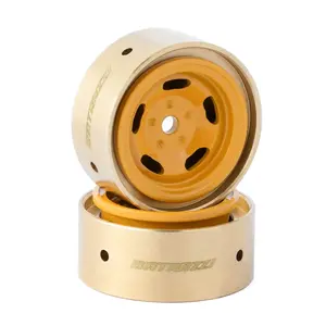 BATRAZZI 0.9" Aluminum Star Road Wheels Yellow 4pcs for SCX24/CR24/FCX24M D90/D110 & Tacoma with Brass Wheel