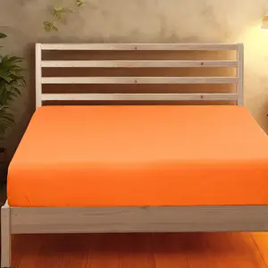 Microfiber Fitted Sheet, Ultra-Soft and Durable, Wrinkle, Fade, Stain Resistant, Deep Pocket, Orange‎
