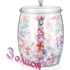 3 Gallon/384 oz Large Candy & Cookie Jar with Lid, Plastic Apothecary Jars, Unbreakable Large Food Storage Container, Kitchen Storage for Cookie, Candy, Snack and Dried Foods, Perfect for DIY Gift