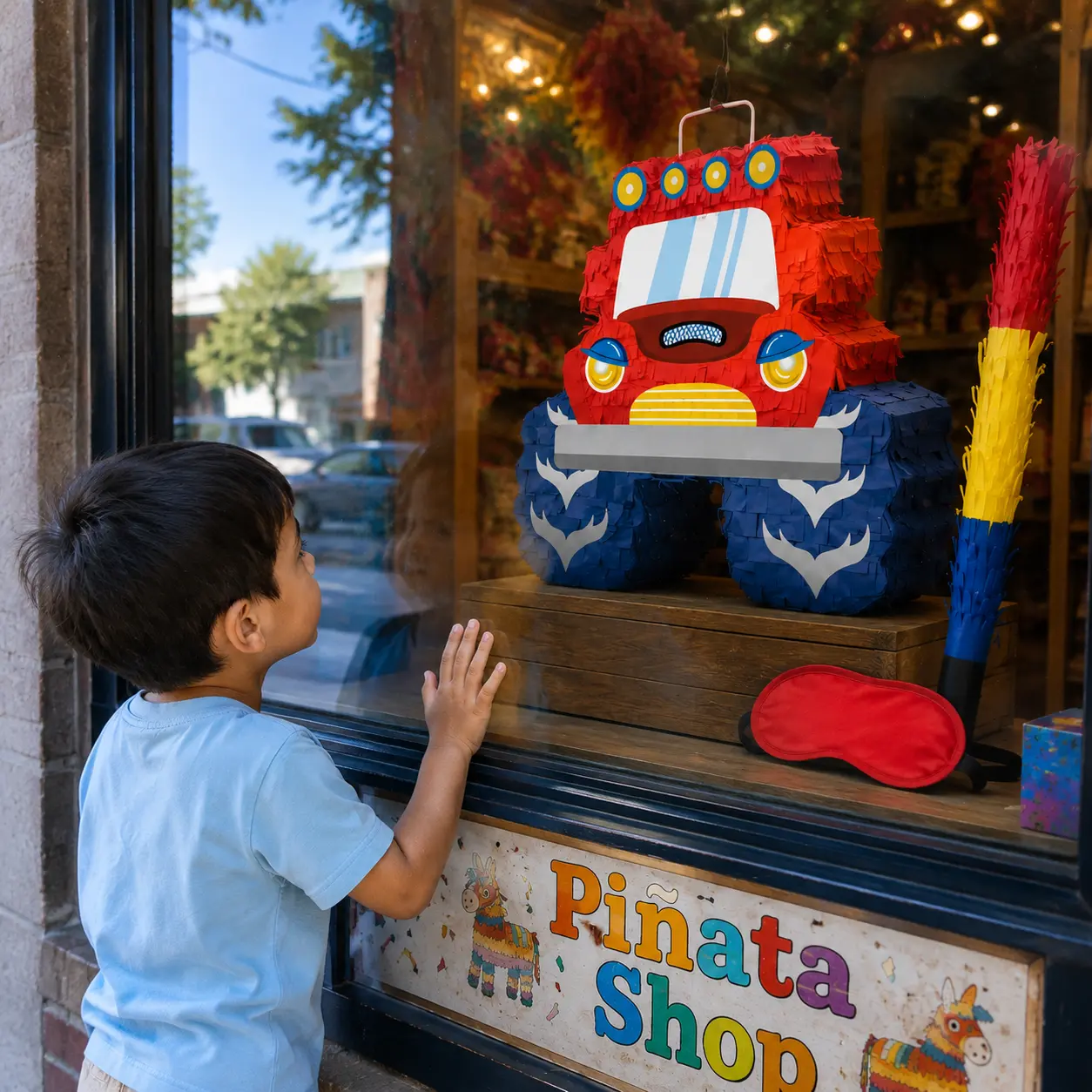 【Handmade】WERNNSAI Monster Truck Boys Piñata  Kids Birthday Party Piñata Bundle with Blindfold, Bat and Stick, Carnival Decorations for Anniversary Celebration Fiesta Party Supplies, piñata para niños fiesta cumpleaños infantil Gifts Party Favors