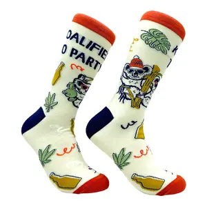 Men's Koalified to Party Socks Funny Partying Koala Joke Footwear Funny Graphic Socks Comfortable Fitted Spandex Cotton