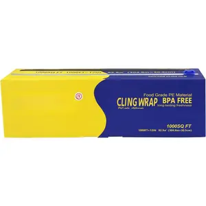 Plastic Wrap  Cling Wrap with Slide  12 inch  Service Cling Film Wrap Roll with  Clear Refillable Stretch Film 1000 SQ FT Wrap Bulk Quick Cut for Restaurant, Kitchen