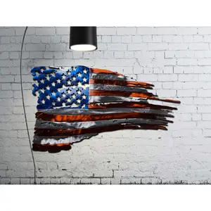 Tattered American Flag Metal Wall Art - Custom Steel USA Decor