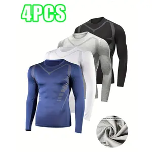 Men's Quick-Dry Stretch Fitness Shirt -Long Sleeve Workout Top, Moisture-Wicking Tight-Fit Gym & Boxing Shirt with Stretchy Fabric for AllSeasons, Athletic Performance Apparel, SportyActivewear Top, Gym Clothes, Compression SportsTop