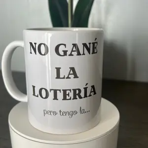 Coffe Mug 11oz - "NO GANÉ LA LOTERIA" -, Reusable, White with Black Tex Ceramic Nonna