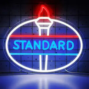 Standard Oil Neon Sign for Gas Station, Personalized LED Sign for Man Cve Neon Sign for Garage, Car Workshop, Birthday Gift for Men