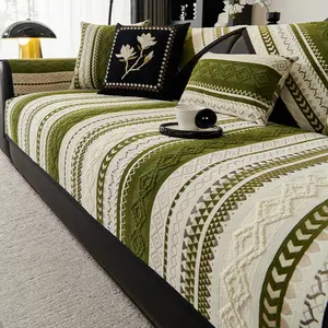 Bohemian Style Plush Sofa Cushion, Anti-Slip Comfortable Sofa Cover, Pet-Friendly, Modern Luxury Durable, Living Room Protector