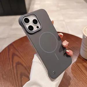 Matte Slim PC For Magsafe Frameless Phone Case For iPhone 16 15 14 Plus 12 13 Pro Max Wireless Charging Borderless Hard Cover