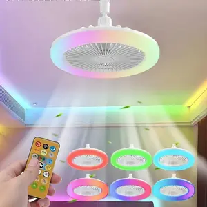 RGB LED Ceiling Fan Light, 1 Count E27 Base Ceiling Fan Light with Remote Control, Dimmable Ceiling Fan Light for Bathroom, Bedroom, Kitchen, Game Room, Ceiling Mount Installation