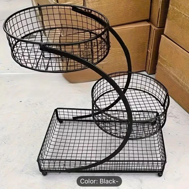 3 Tier Hexagonal Design Makeup Storage Rack for Cosmetics Multipurpose Metal Shelf Organizer in Black Color