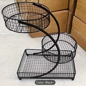 3 Tier Hexagonal Design Makeup Storage Rack for Cosmetics Multipurpose Metal Shelf Organizer in Black Color