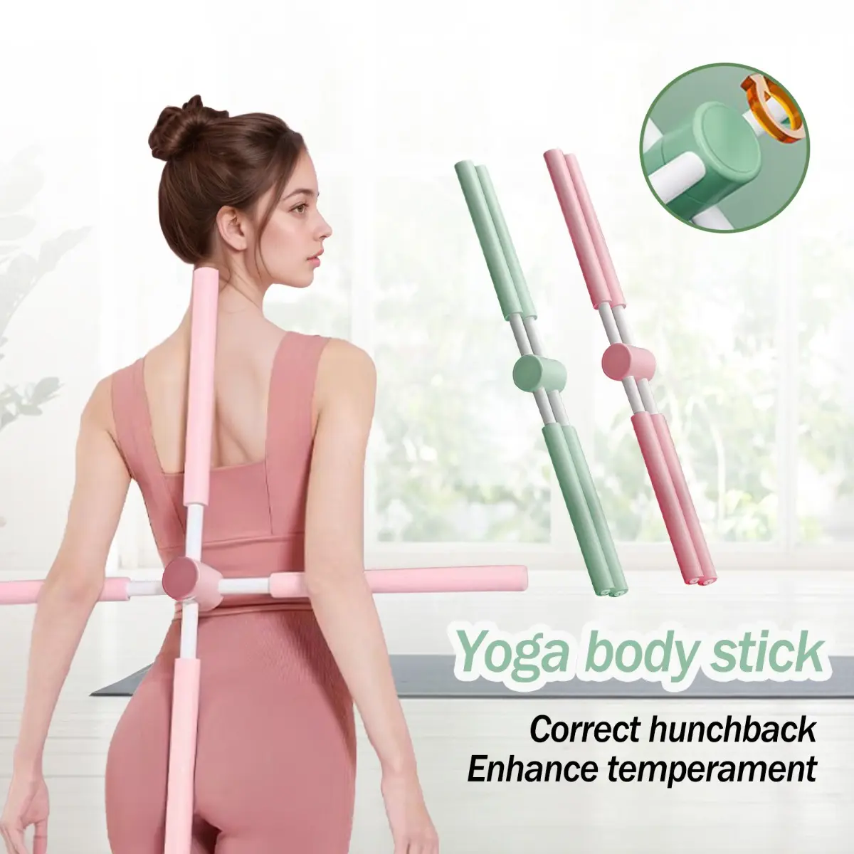 Stainless Steel Posture Fixer Cross-Body Stick - Adult Yoga Aid for Standing Posture Correction, Open Back Stretching, Hunchback Relief, Sedentary Lifestyle Support