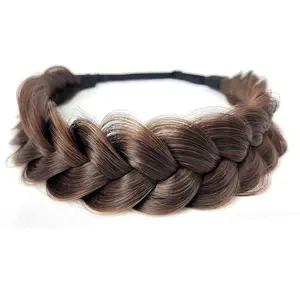 Synthetic Hair Braided Headband Classic Wide Strands Wedding Disorderly Fluffy Braids Wig Band Women Beauty Accessory