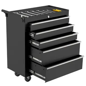 26-Inch 5-Drawer Rolling Tool Chest with Lock, Heavy-Duty Portable Tool Box with Wheels, Storage Cabinet for Garage Workshop
