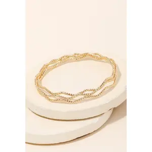 Wave twist bangle bracelet set