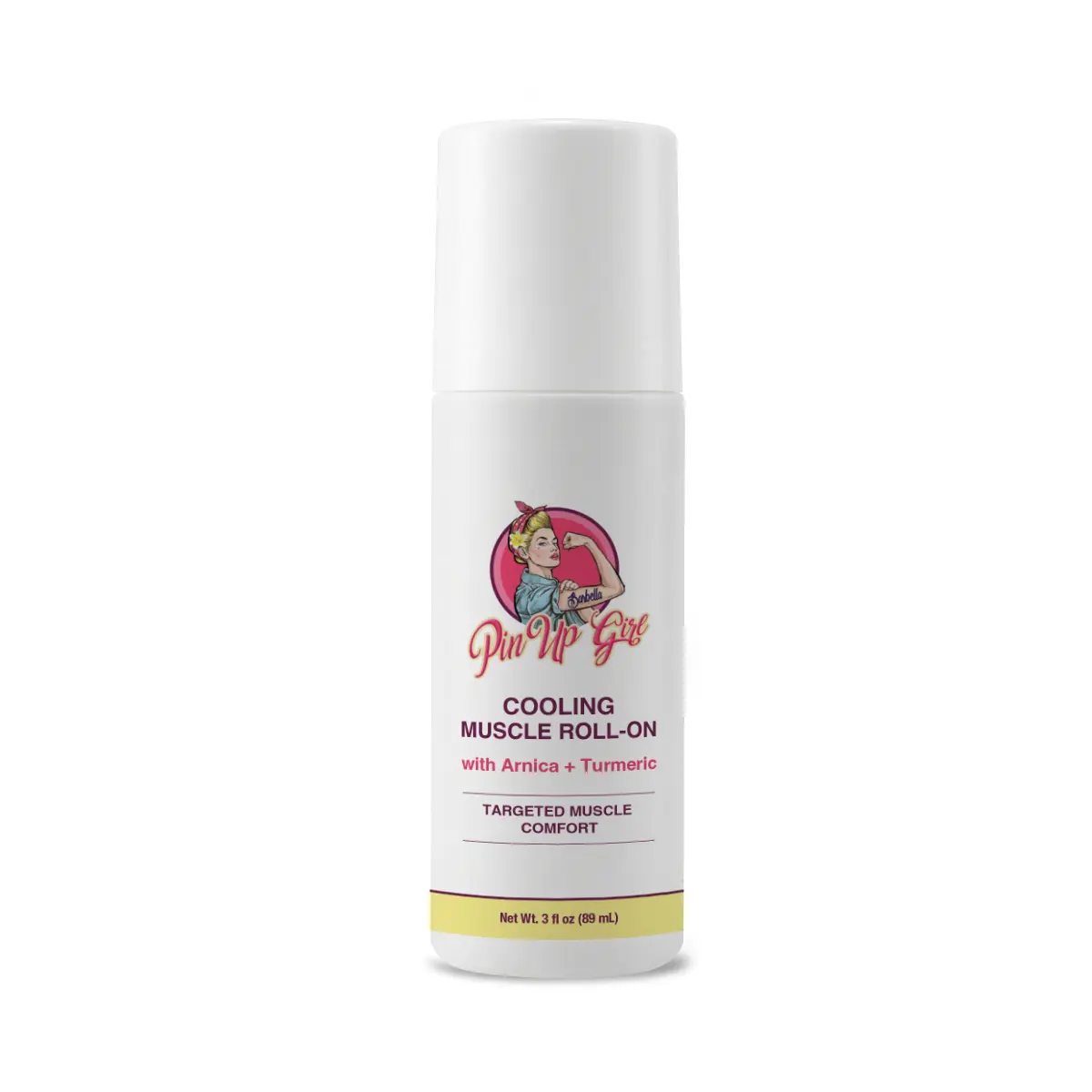 Pin Up Girl Cooling Muscle Roll-On with Arnica & Turmeric – Targeted Comfort Roll On for Muscles & Joints – Cooling Menthol Relief, Post Workout Recovery, Portable, No Mess – 3 fl oz