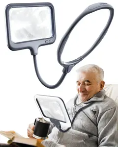 Magnifying Glass with Light Hands Free: 3X Lighted Reading Book Magnifier Large Full Page for Low Vision Seniors - Wearable Around Neck Magnifier for Sewing Cross Stich Crafts