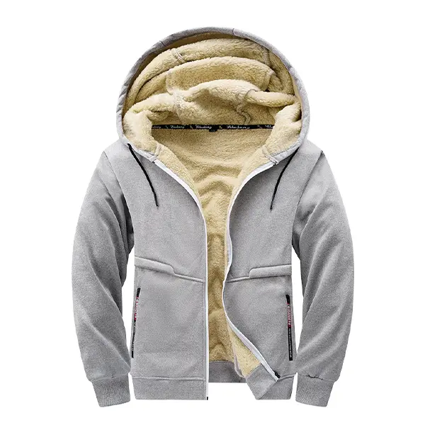 Men's Autumn Winter Fleece Lined Thickened Shearling Hooded Jacket - Zipper Closure, Skin-Friendly & Comfortable, Versatile Solid Color Design Suitable for Home, Outdoor Commuting Coats Menswear put together breathable