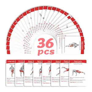 36 sheet Full-Body Fat Burning Plan Guidance Cards, Portable Muscle Diagram Exercise Home Fitness Training Cards, Essential Workout Tools