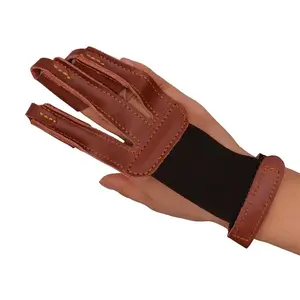 Wear Resistant Cowhide Long-lasting Cowhide Archery Three Finger Glove Archery Finger Glove for Outdoor